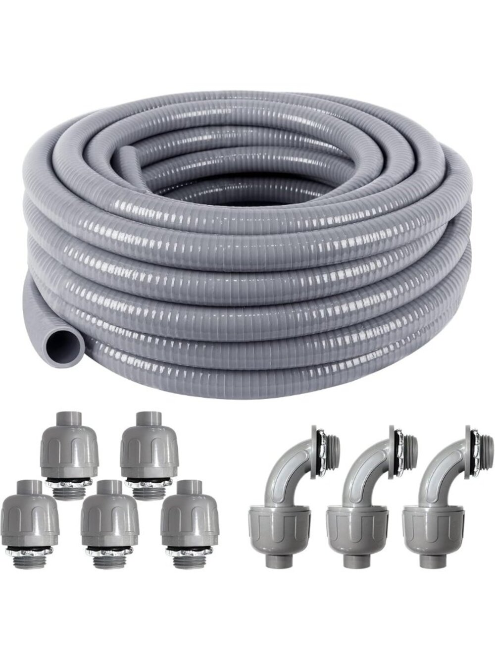 25ft Liquid-Tight Electrical Conduit Kit with Connectors - Durable & Flexible